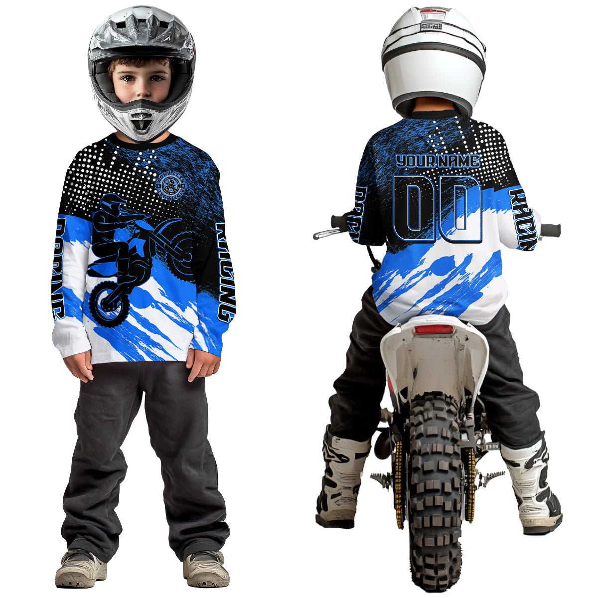 Custom Blue Motocross Racing Jersey for Men Women Kid Dirt Bike Shirts Riding Shirt XM445