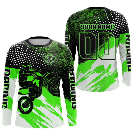Custom Green Motocross Racing Jersey for Men Women Kid Dirt Bike Shirts Riding Shirt XM445