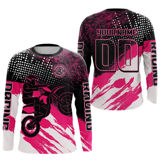 Custom Pink Motocross Racing Jersey for Men Women Kid Dirt Bike Shirts Riding Shirt XM445