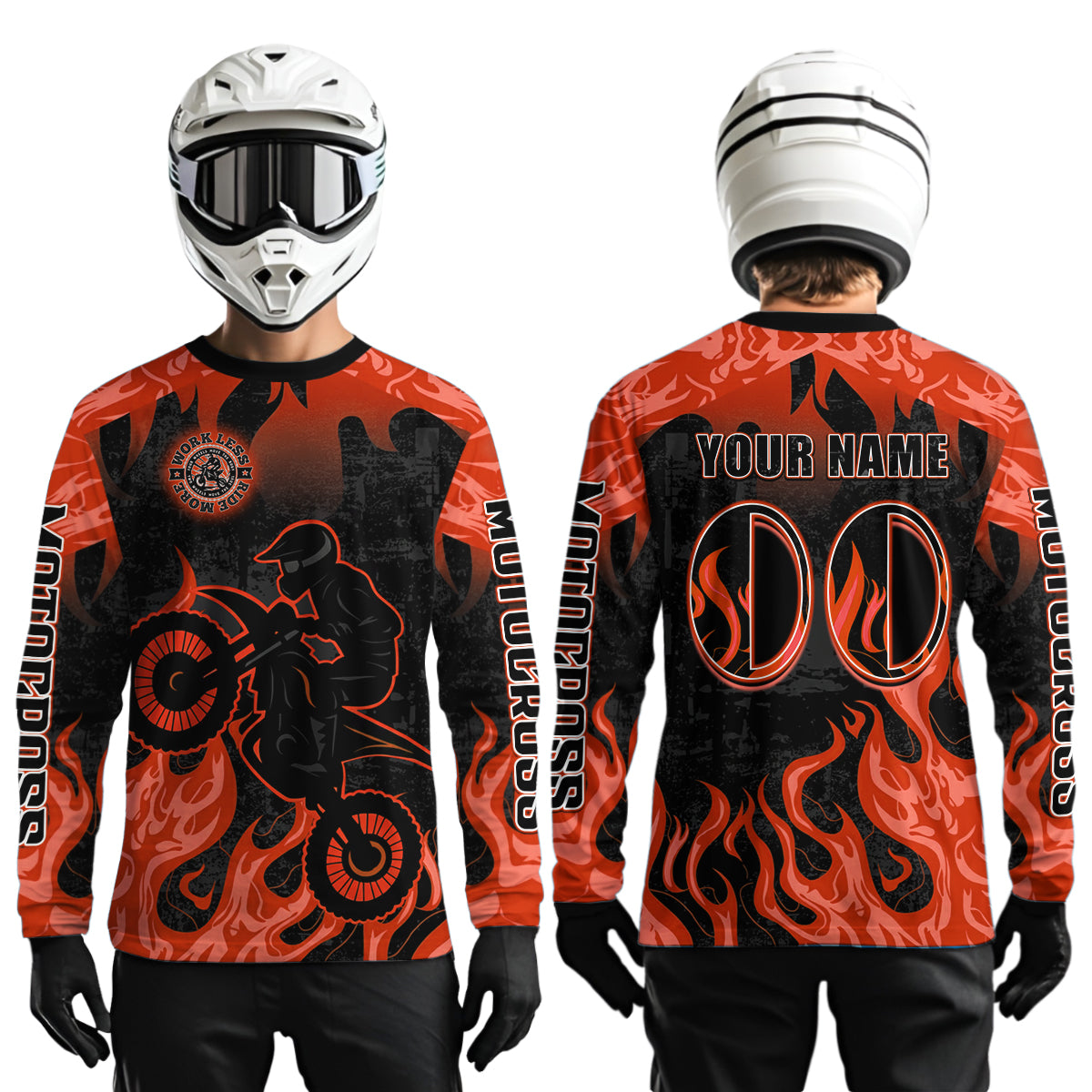 Orange Flaming Motocross Racing Jersey Men Women Kid Dirt Bike Shirts Motorcycle Shirt XM447