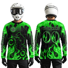 Load image into Gallery viewer, Green Flaming Motocross Racing Jersey Men Women Kid Dirt Bike Shirts Motorcycle Shirt XM447
