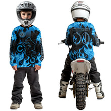 Load image into Gallery viewer, Blue Flaming Motocross Racing Jersey Men Women Kid Dirt Bike Shirts Motorcycle Shirt XM447