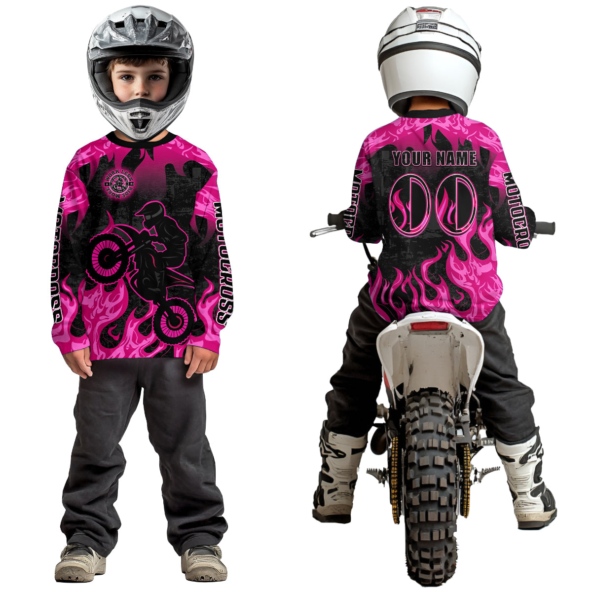Pink Flaming Motocross Racing Jersey Men Women Kid Dirt Bike Shirts Motorcycle Shirt XM447