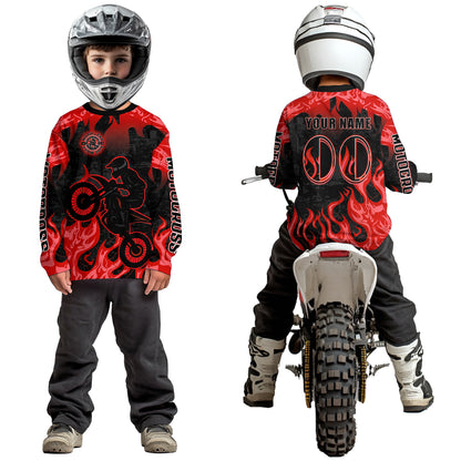 Red Flaming Motocross Racing Jersey Men Women Kid Dirt Bike Shirts Motorcycle Shirt XM447