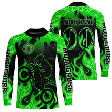 Load image into Gallery viewer, Green Flaming Motocross Racing Jersey Men Women Kid Dirt Bike Shirts Motorcycle Shirt XM447