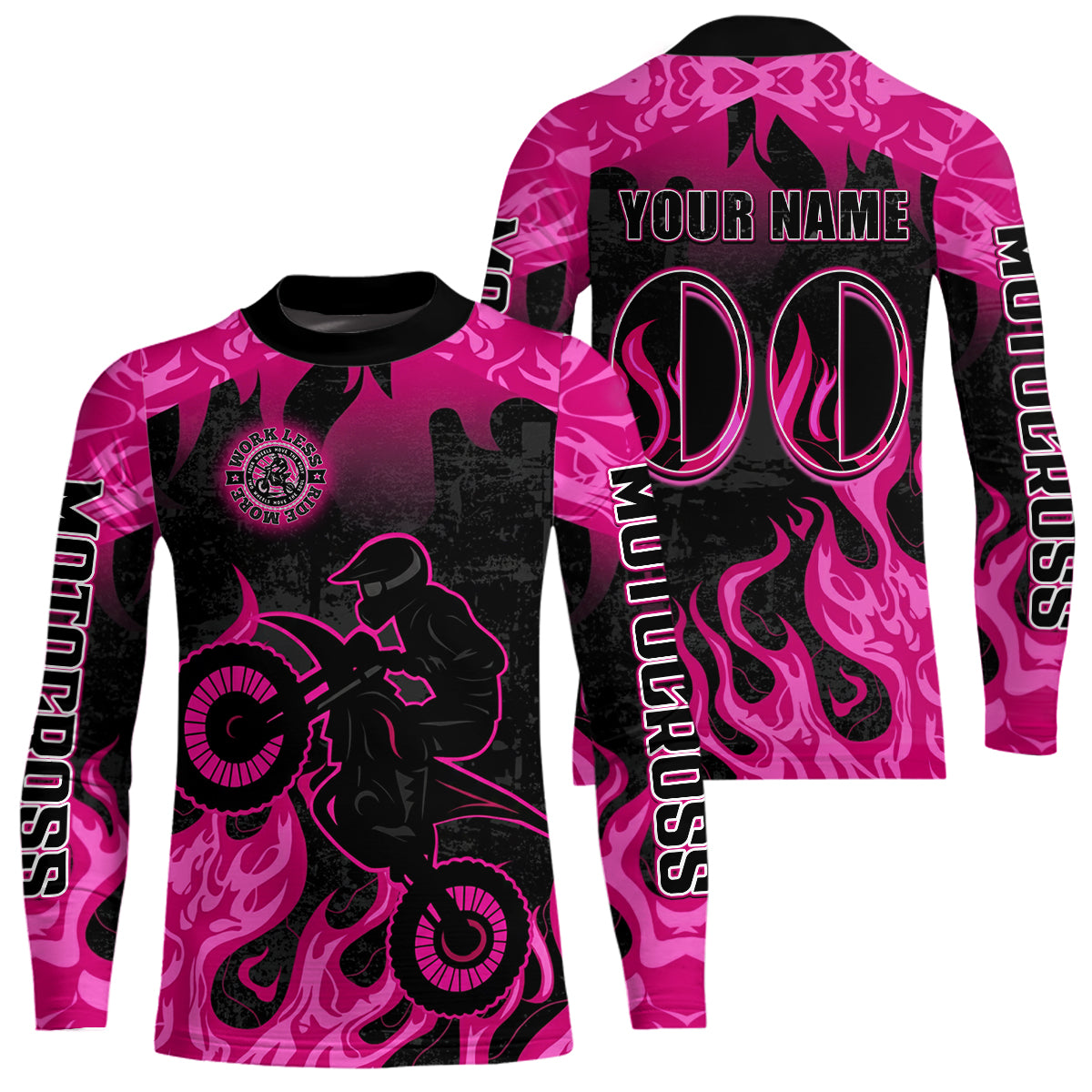 Pink Flaming Motocross Racing Jersey Men Women Kid Dirt Bike Shirts Motorcycle Shirt XM447