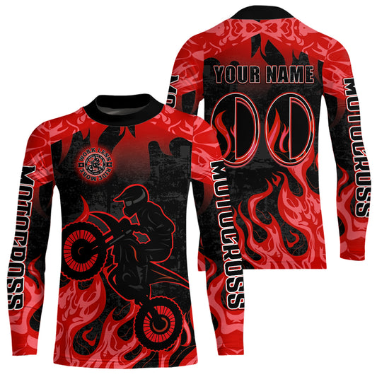 Red Flaming Motocross Racing Jersey Men Women Kid Dirt Bike Shirts Motorcycle Shirt XM447