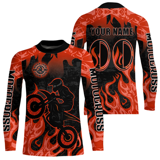 Orange Flaming Motocross Racing Jersey Men Women Kid Dirt Bike Shirts Motorcycle Shirt XM447