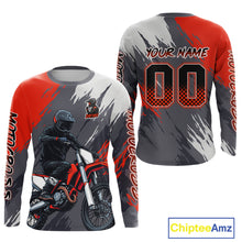 Load image into Gallery viewer, Red and Grey Custom Motocross Jersey Men Women Kid Dirt Bike Shirts Motorcycle Shirt XM459