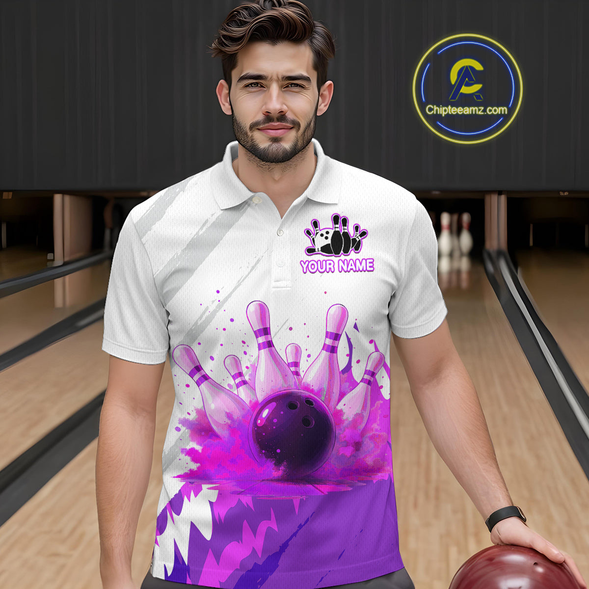 Watercolor Purple Bowling Shirts for Women Men Custom Bowling Jerseys for Team MBL218