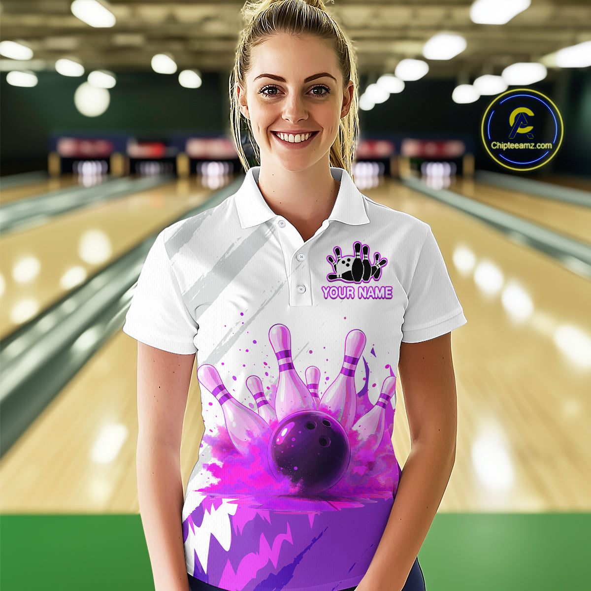 Watercolor Purple Bowling Shirts for Women Men Custom Bowling Jerseys for Team MBL218