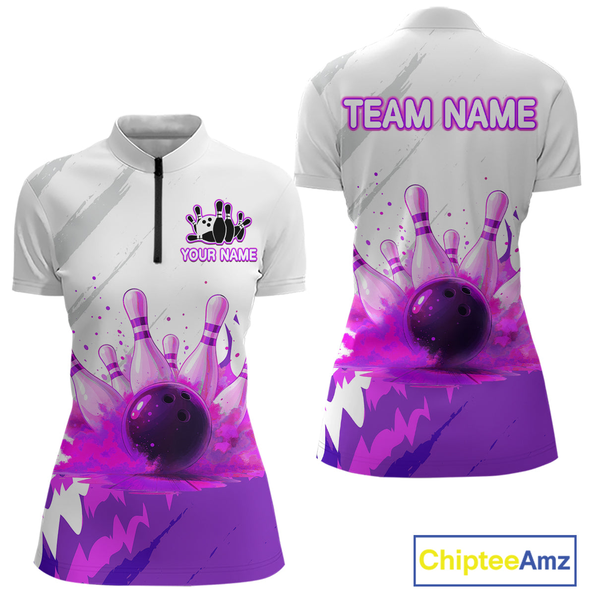 Watercolor Purple Bowling Shirts for Women Men Custom Bowling Jerseys for Team MBL218