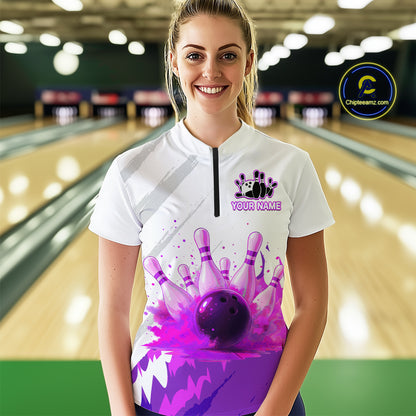 Watercolor Purple Bowling Shirts for Women Men Custom Bowling Jerseys for Team MBL218