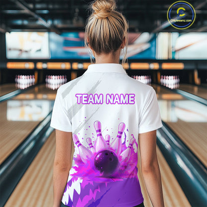 Watercolor Purple Bowling Shirts for Women Men Custom Bowling Jerseys for Team MBL218