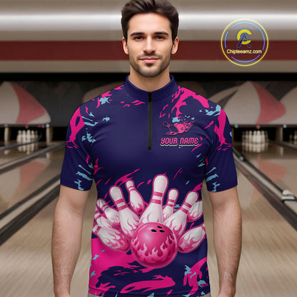 Purple Custom Bowling Shirts for Team Women Men Bowling Jersey Polo&1/4 Zip Shirt MBL225