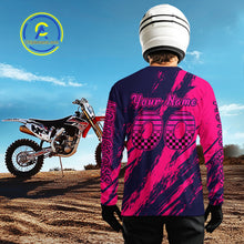 Load image into Gallery viewer, Blue and Pink Motocross Jersey Men Kid Women Dirt Bike Jersey Motorcycle Riding Shirt XM482