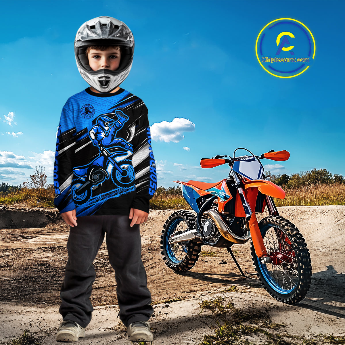 Custom Blue Motocross Jersey Men Kid Women Dirt Bike Jersey Motorcycle Riding Shirt XM486