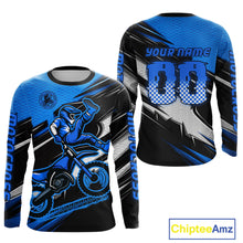 Load image into Gallery viewer, Custom Blue Motocross Jersey Men Kid Women Dirt Bike Jersey Motorcycle Riding Shirt XM486