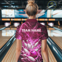 Load image into Gallery viewer, Pink Lightning Bowling Shirts for Team Women Men Custom Bowling Polo &amp; 1/4 Zip Shirt MBL241