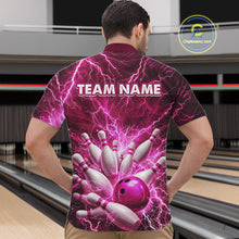 Load image into Gallery viewer, Pink Lightning Bowling Shirts for Team Women Men Custom Bowling Polo &amp; 1/4 Zip Shirt MBL241