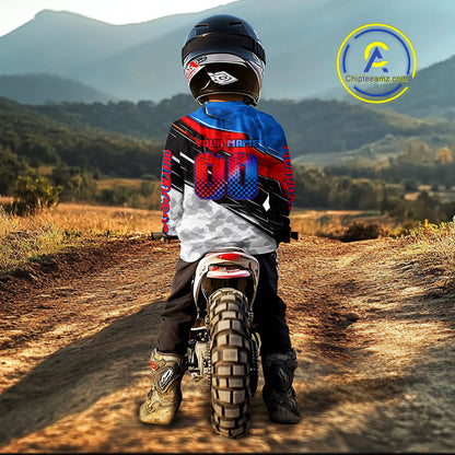 Blue and Red Motocross Jersey Custom Dirt Bike Shirts Men Kid Women Riding Shirt XM489