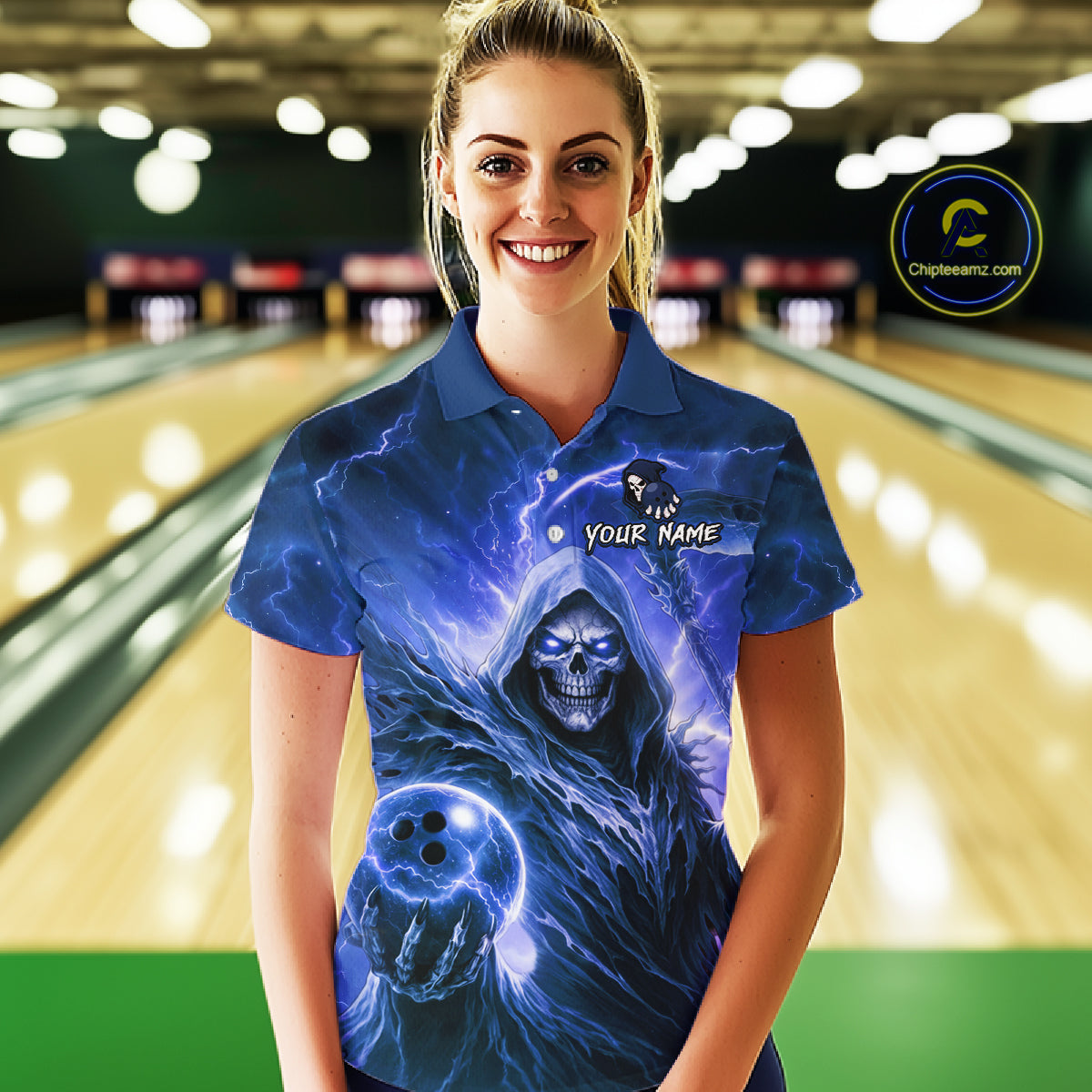 Blue Bowling Shirts for Team Women Men Custom Death Bowling Jersey Bowl League MBL248