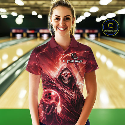 Red Bowling Shirts for Team Women Men Custom Death Bowling Jersey Bowl League MBL248