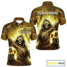 Load image into Gallery viewer, Yellow Bowling Shirts for Team Women Men Custom Death Bowling Jersey Bowl League MBL248