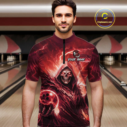 Red Bowling Shirts for Team Women Men Custom Death Bowling Jersey Bowl League MBL248