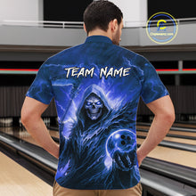 Load image into Gallery viewer, Blue Bowling Shirts for Team Women Men Custom Death Bowling Jersey Bowl League MBL248
