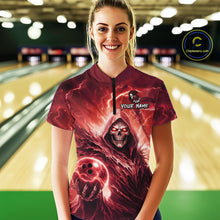 Load image into Gallery viewer, Red Bowling Shirts for Team Women Men Custom Death Bowling Jersey Bowl League MBL248