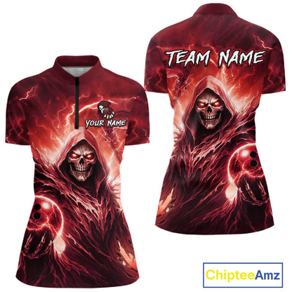 Red Bowling Shirts for Team Women Men Custom Death Bowling Jersey Bowl League MBL248