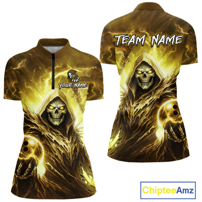 Yellow Bowling Shirts for Team Women Men Custom Death Bowling Jersey Bowl League MBL248