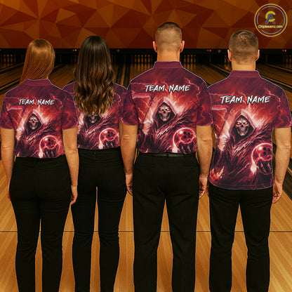 Red Bowling Shirts for Team Women Men Custom Death Bowling Jersey Bowl League MBL248