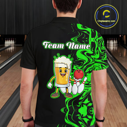 Funny Beer Bowling Shirts Team Women Men Custom Green Bowling Jersey for Bowler MBL250