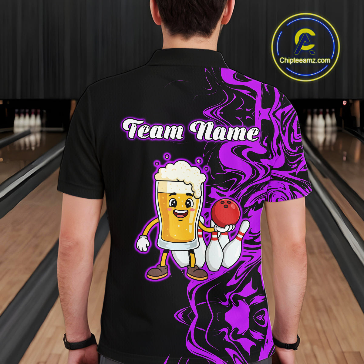 Funny Beer Bowling Shirts Team Women Men Custom Purple Bowling Jersey for Bowler MBL250