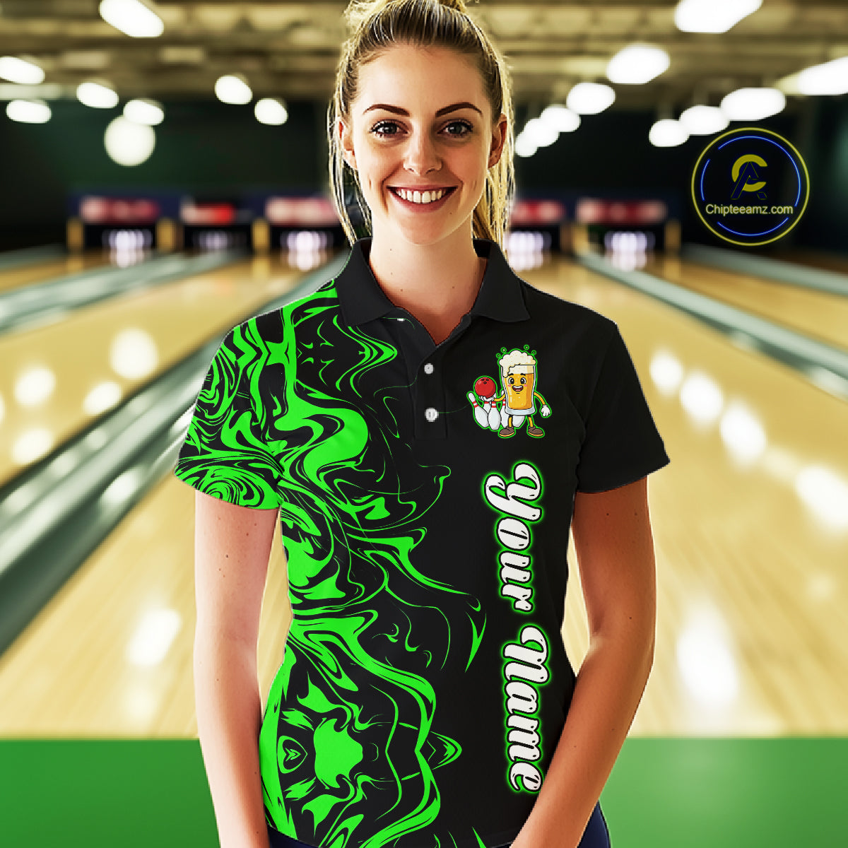 Funny Beer Bowling Shirts Team Women Men Custom Green Bowling Jersey for Bowler MBL250