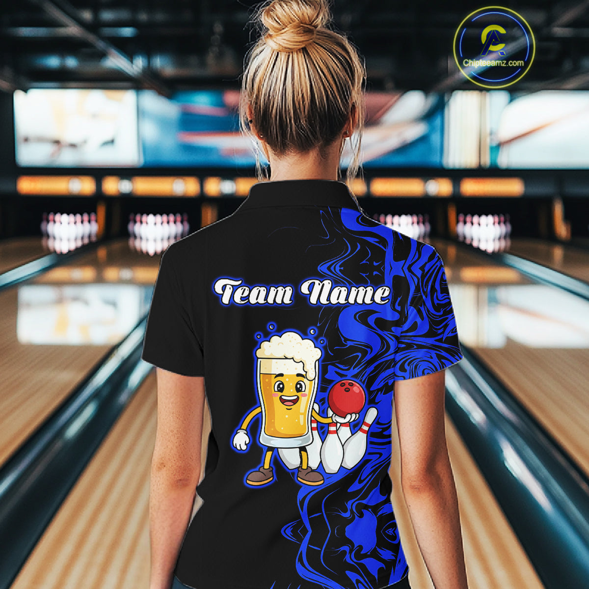 Funny Beer Bowling Shirts Team Women Men Custom Blue Bowling Jersey for Bowler MBL250