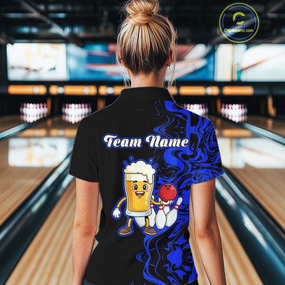 Funny Beer Bowling Shirts Team Women Men Custom Blue Bowling Jersey for Bowler MBL250