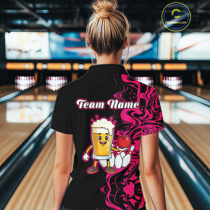 Funny Beer Bowling Shirts Team Women Men Custom Pink Bowling Jersey for Bowler MBL250