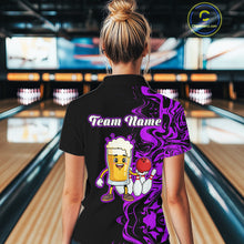 Load image into Gallery viewer, Funny Beer Bowling Shirts Team Women Men Custom Purple Bowling Jersey for Bowler MBL250