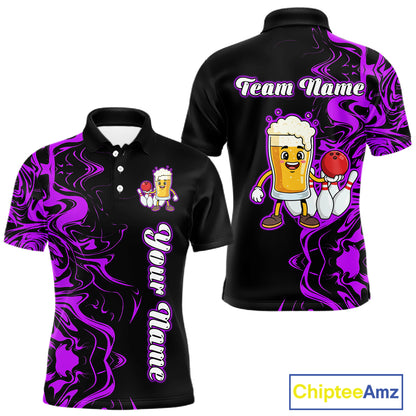 Funny Beer Bowling Shirts Team Women Men Custom Purple Bowling Jersey for Bowler MBL250