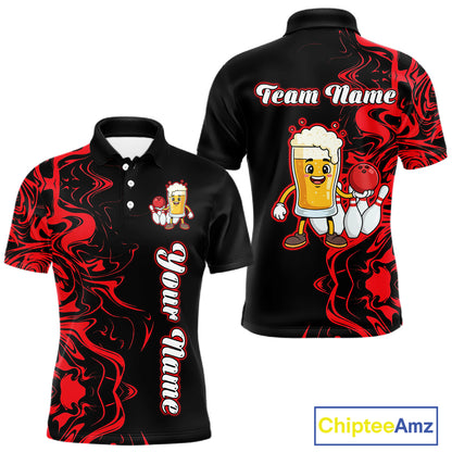 Funny Beer Bowling Shirts Team Women Men Custom Red Bowling Jersey for Bowler MBL250
