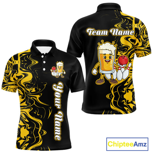 Funny Beer Bowling Shirts Team Women Men Custom Yellow Bowling Jersey for Bowler MBL250