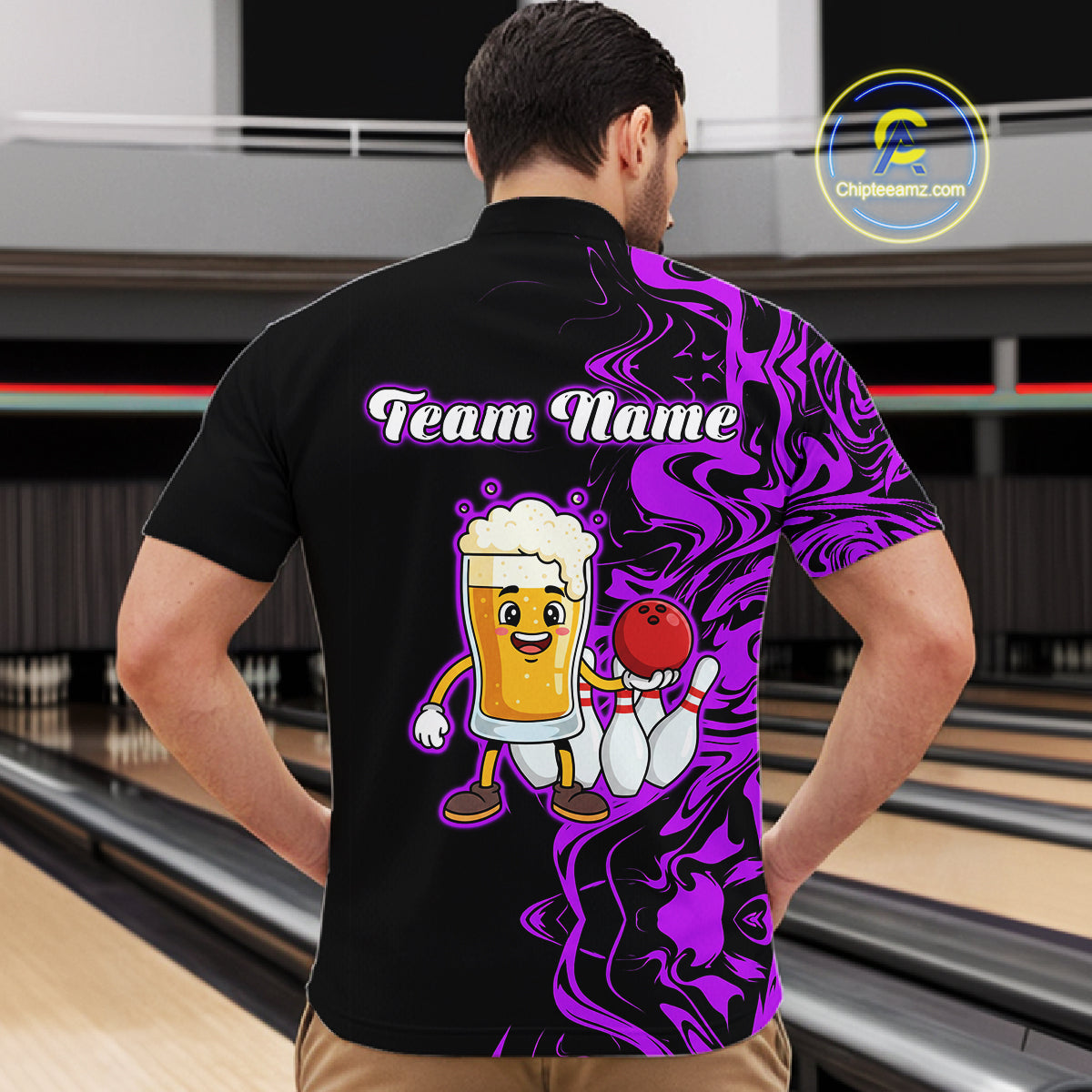 Funny Beer Bowling Shirts Team Women Men Custom Purple Bowling Jersey for Bowler MBL250