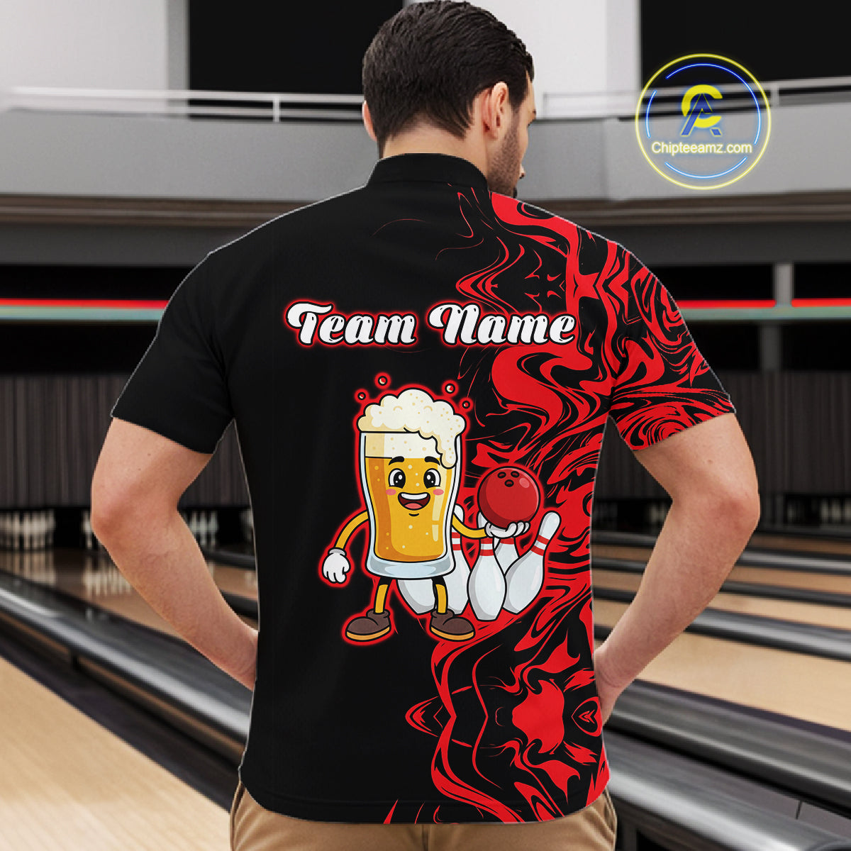 Funny Beer Bowling Shirts Team Women Men Custom Red Bowling Jersey for Bowler MBL250