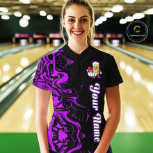 Load image into Gallery viewer, Funny Beer Bowling Shirts Team Women Men Custom Purple Bowling Jersey for Bowler MBL250