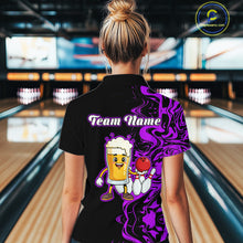 Load image into Gallery viewer, Funny Beer Bowling Shirts Team Women Men Custom Purple Bowling Jersey for Bowler MBL250