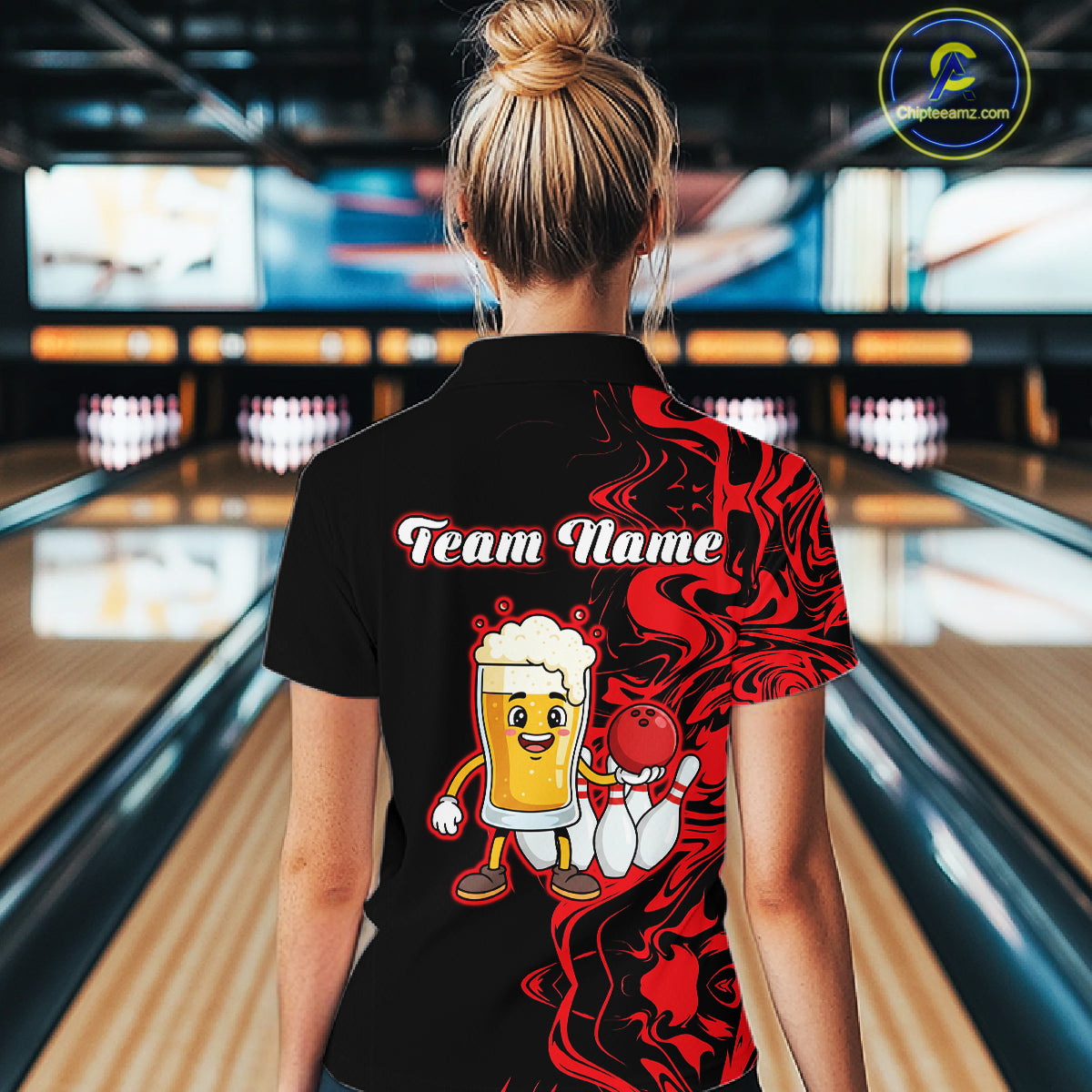Funny Beer Bowling Shirts Team Women Men Custom Red Bowling Jersey for Bowler MBL250