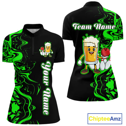 Funny Beer Bowling Shirts Team Women Men Custom Green Bowling Jersey for Bowler MBL250